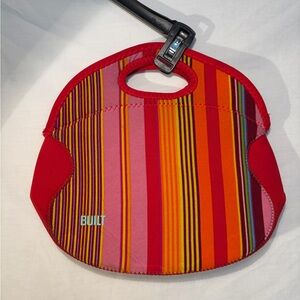 BUILT Striped Neoprene Lunch Tote - Red Pink Orange Yellow